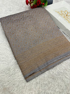 Grey Banarasi Dupion Silk Saree with Embossed Antique Zari Weaving & Rich Antique Zari Pallu | STF64