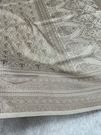 Cream Banarasi Dupion Silk Saree with Embossed Antique Zari Weaving & Rich Antique Zari Pallu | STF80