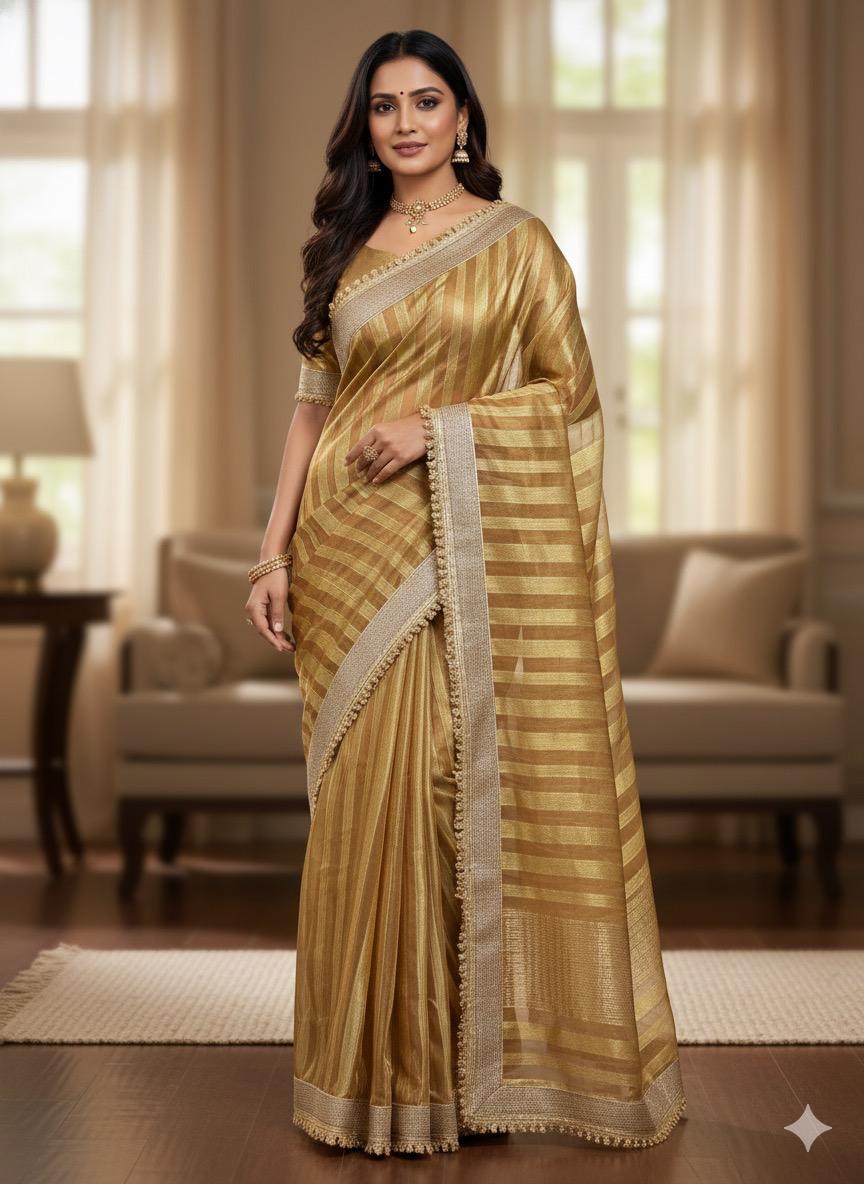 Maharani Tissue silk in Lining Design banarsi Patch Work Saree TSN02