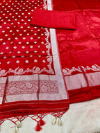 ✨ Banarasi Jacquard Gap Buti HO Silk 3-Piece Unstitched Dress Material MSS20