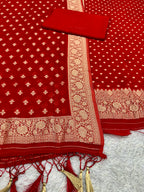 Banarasi Jacquard Zari Georgette Suit Dress – 3 Pc Set MSS25