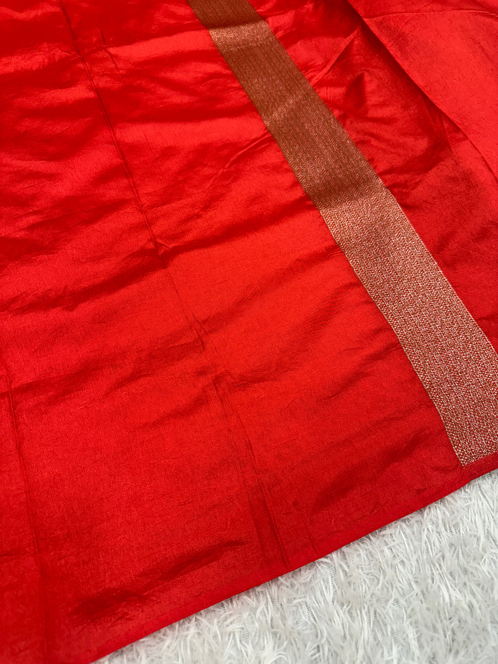 Red  Banarasi Dupion Silk Saree with Embossed Antique Zari Weaving & Rich Antique Zari Pallu | STF76