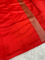 Red  Banarasi Dupion Silk Saree with Embossed Antique Zari Weaving & Rich Antique Zari Pallu | STF76