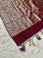 ✨ Banarasi Jacquard Gap Buti HO Silk 3-Piece Unstitched Dress Material MSS14