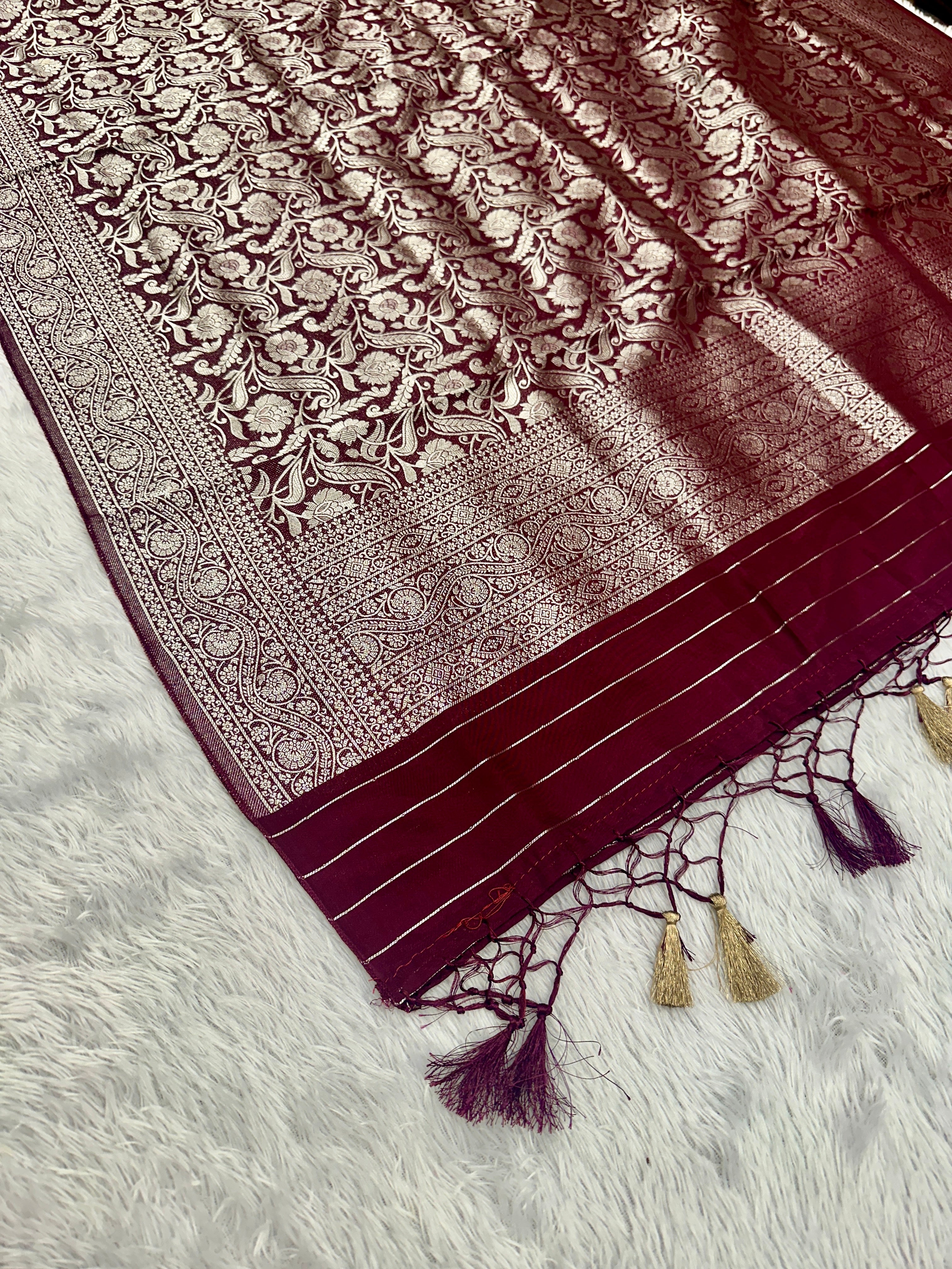 ✨ Banarasi Jacquard Gap Buti HO Silk 3-Piece Unstitched Dress Material MSS14