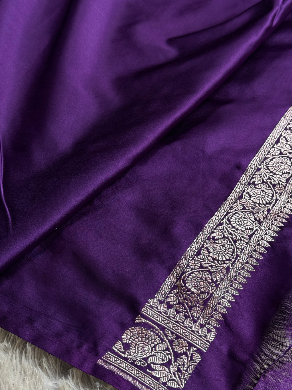 Royal Purple Buta Woven Banarasi Satin Mashru Silk Saree – MKS333 💜✨
