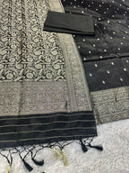 ✨ Banarasi Jacquard Gap Buti HO Silk 3-Piece Unstitched Dress Material MSS14