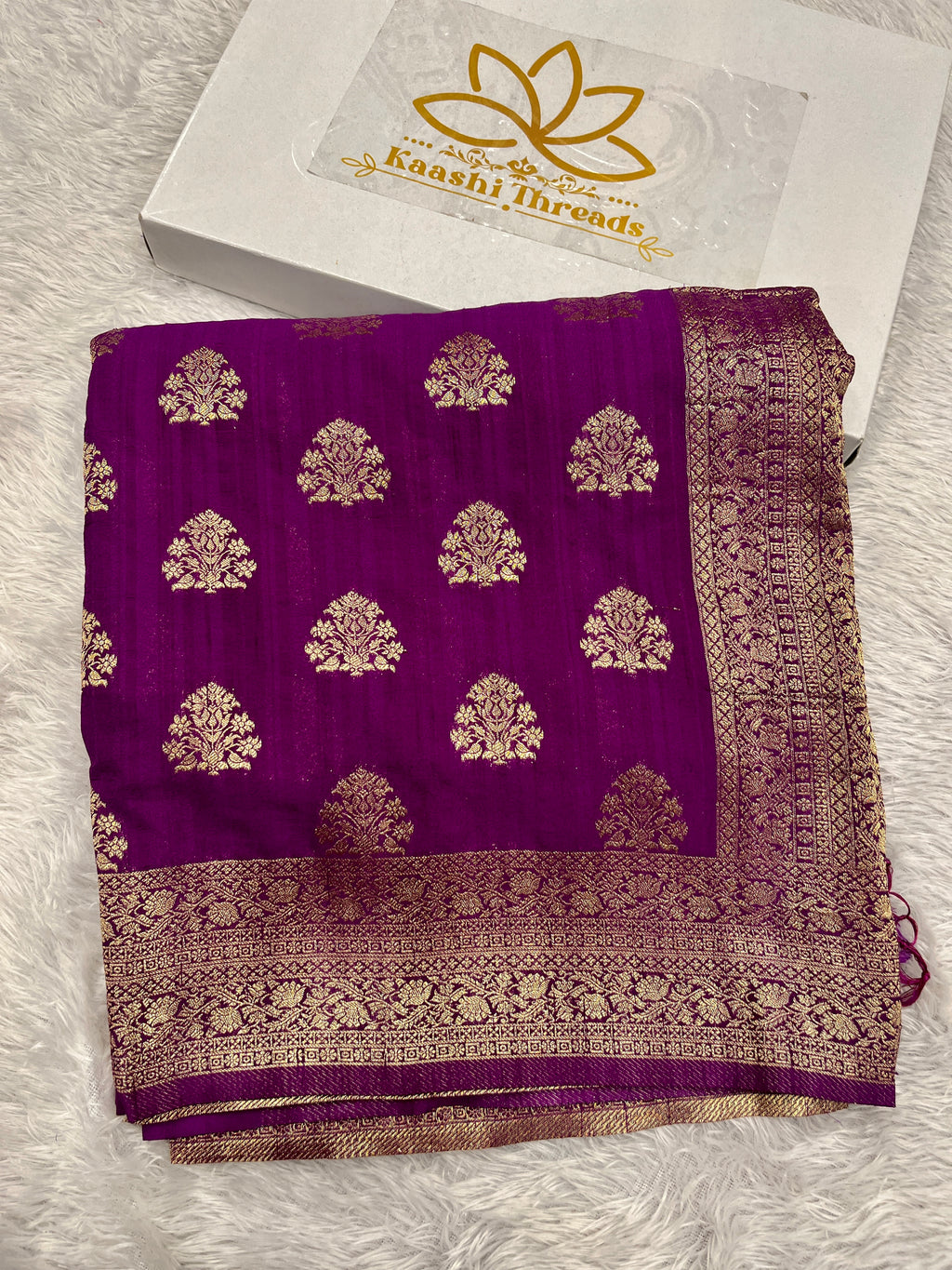 Raw Silk Zari Buta Magenta color Saree RS002