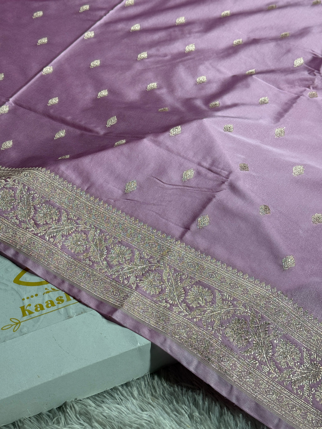 Pink Banarasi Mashru Silk Saree with Buti Woven Pattern MKS164