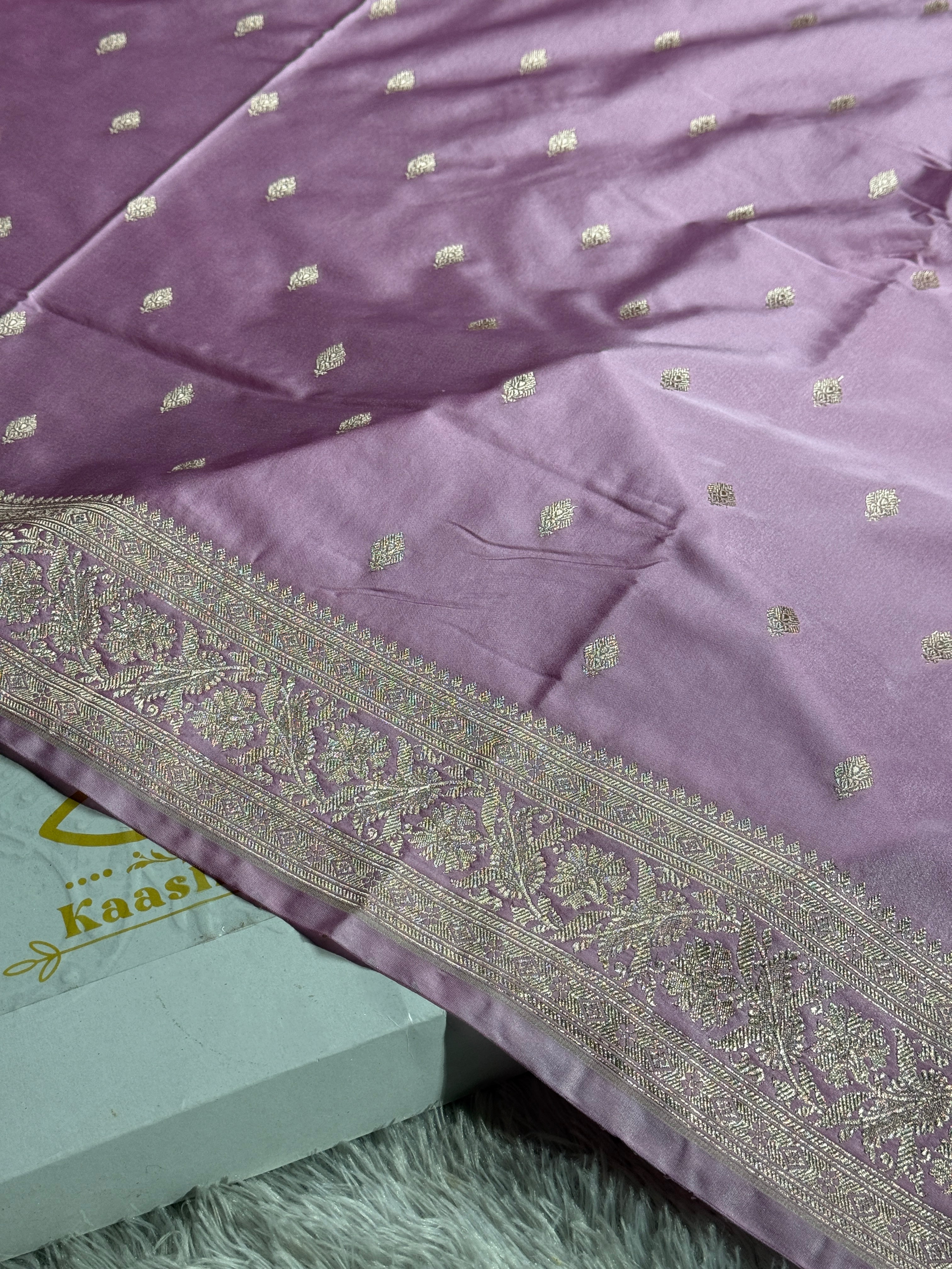 Pink Banarasi Mashru Silk Saree with Buti Woven Pattern MKS164