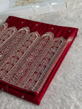Maroon Banarasi Mashru Kataan Silk Saree with All-Over Zari & Sirozki Diamond Work – MKS854
