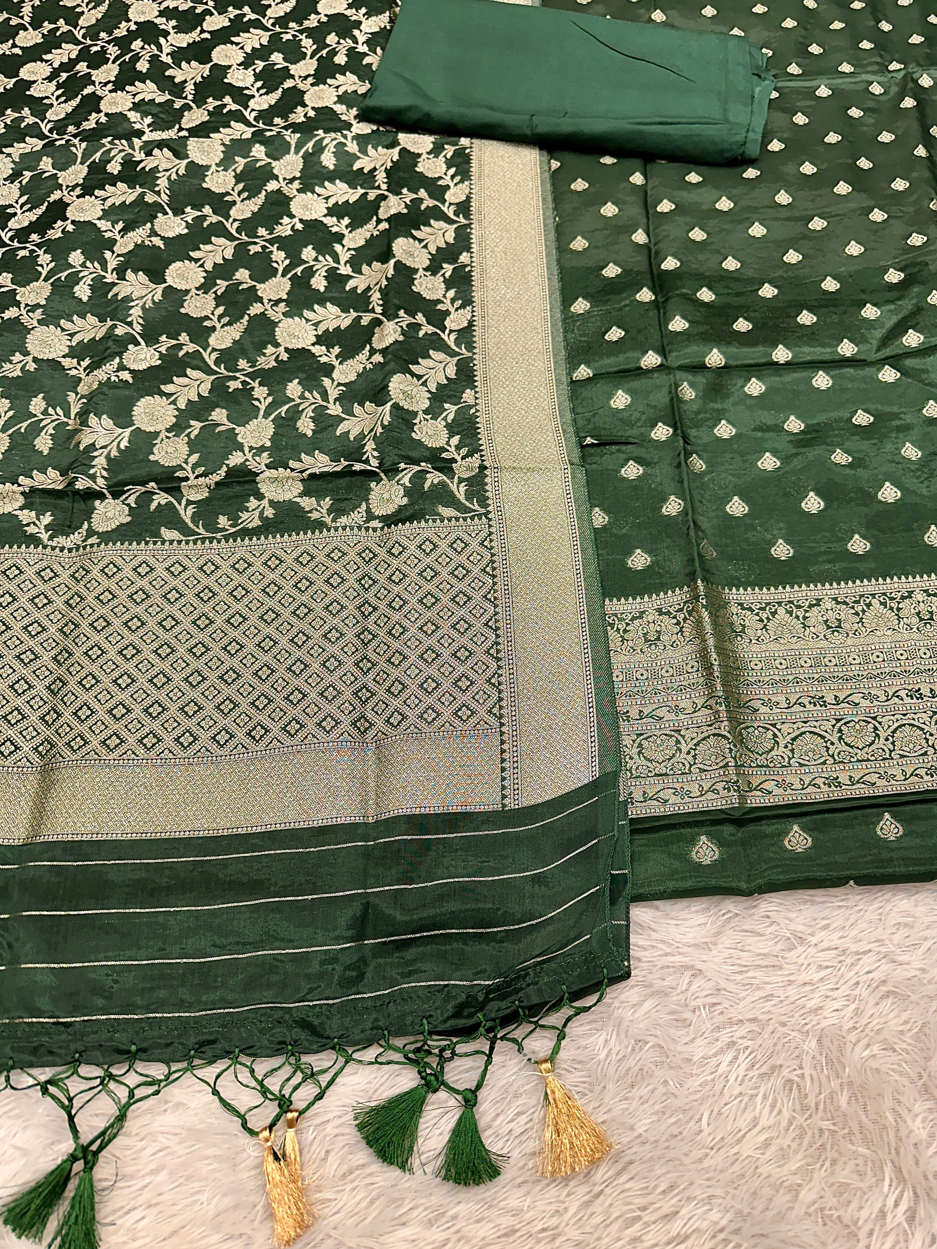 ✨ Banarasi Jacquard HO Silk 3-Piece Unstitched Dress Material MSS13