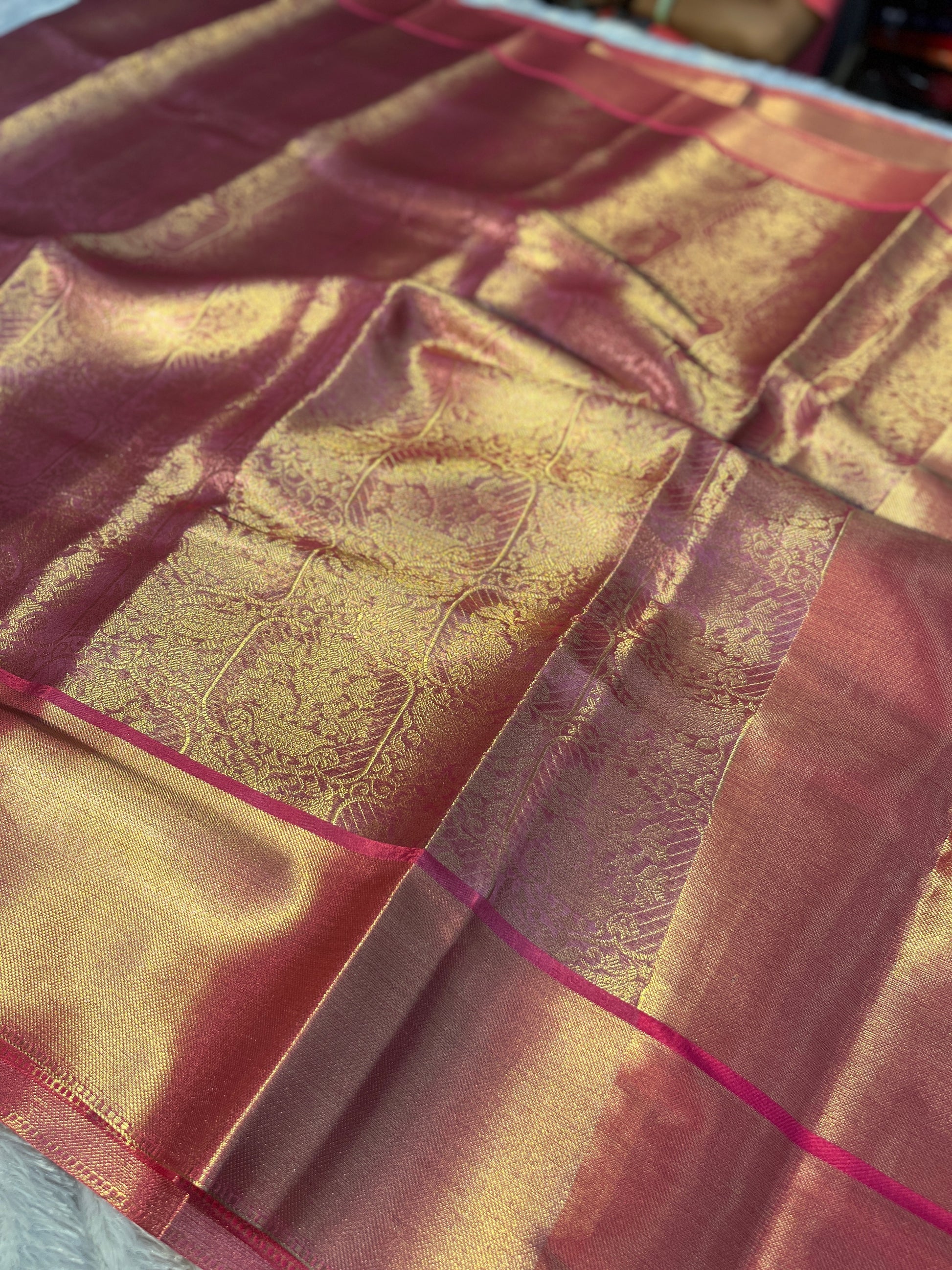 Pinkish Tissue Silk Saree Ts37