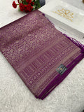 Magenta Banarasi Dupion Silk Saree with Embossed Antique Zari Weaving & Rich Antique Zari Pallu | STF88