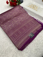 Magenta Banarasi Dupion Silk Saree with Embossed Antique Zari Weaving & Rich Antique Zari Pallu | STF88
