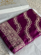 Magenta Mashru Kataan Silk Saree with Aadha Woven Design & Rich Zari Pallu | MKS513