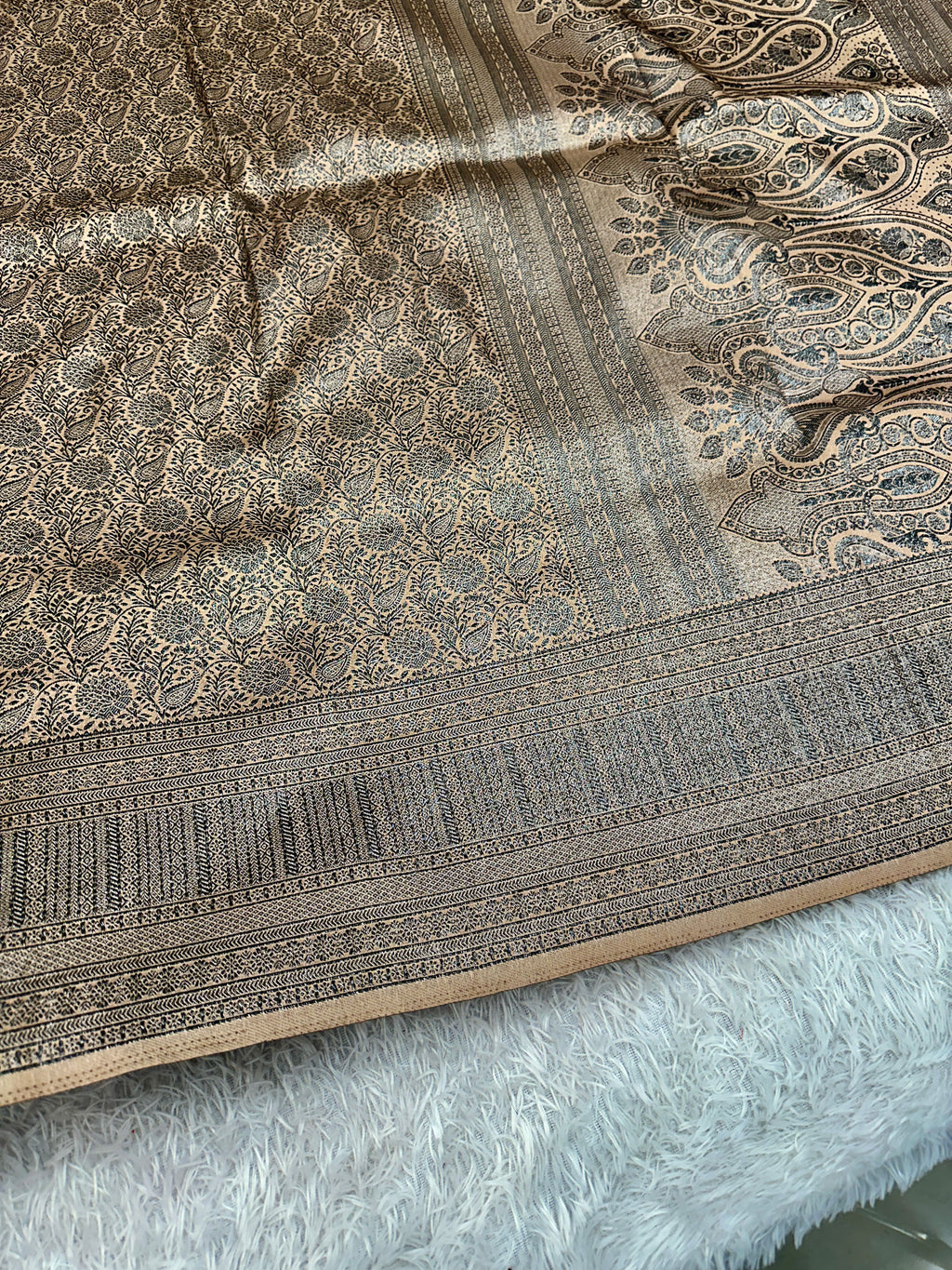 STF53 – Royal Pitch Dupion Saree with All-Over Floral Woven Designs