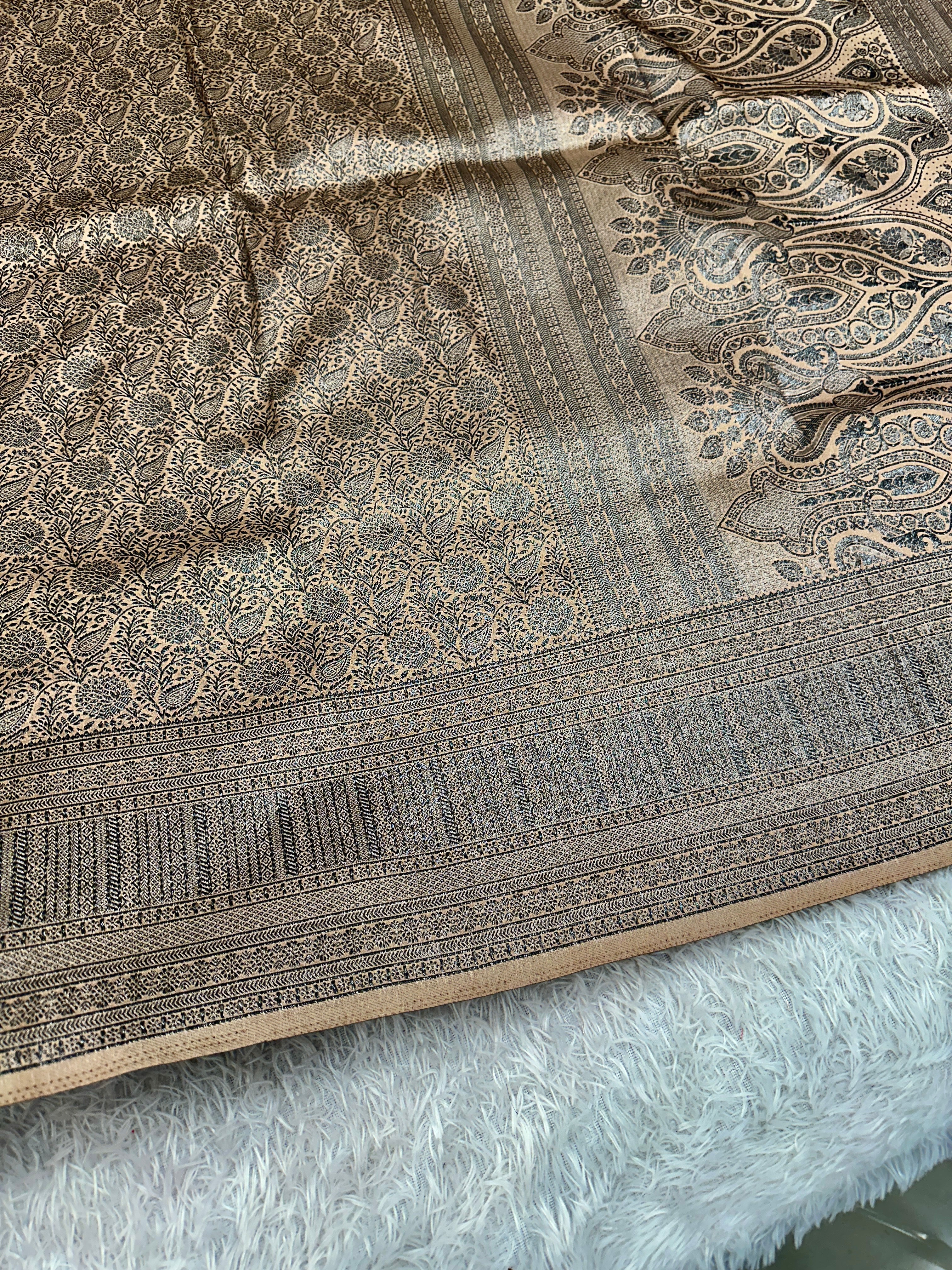 STF53 – Royal Pitch Dupion Saree with All-Over Floral Woven Designs