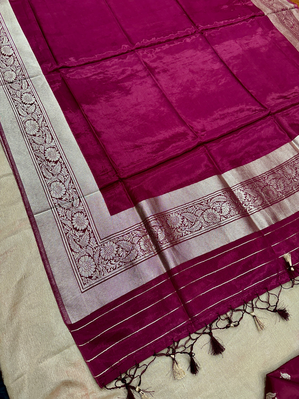 ✨ Banarasi Jacquard Gap Buti HO Silk 3-Piece Unstitched Dress Material MSS24