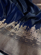 Mashru Kataan Silk Saree with Ghats Woven Design, Ikkat Border & Rich Zari Pallu – MKS406