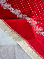 Red & Cream Contrast Mashru Kataan Silk Banarasi Saree | MKS712