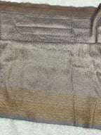 Grey Banarasi Dupion Silk Saree with Embossed Antique Zari Weaving & Rich Antique Zari Pallu | STF64