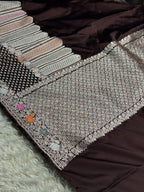 ✨ Royal Wine Meenakari Woven Banarasi Satin Mashru Silk Saree with Scalloped Border MKS212