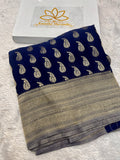 Chinon Silk Karry  Buta  Design Navy blue Saree CN07
