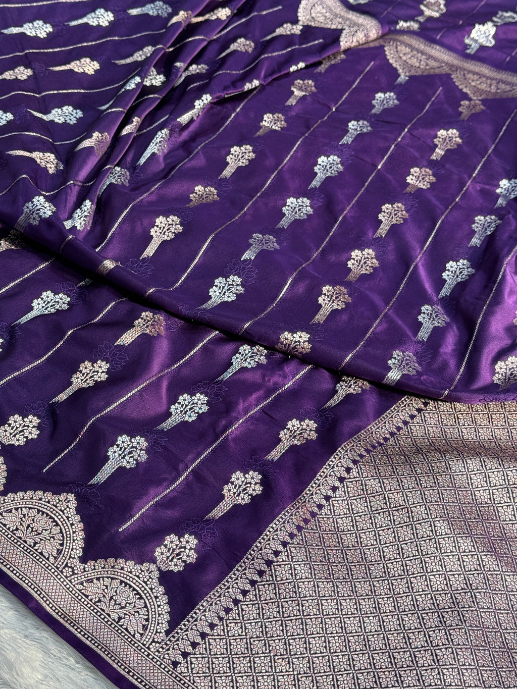 Flower Mashru Saatan Kataan Silk Saree Ms23
