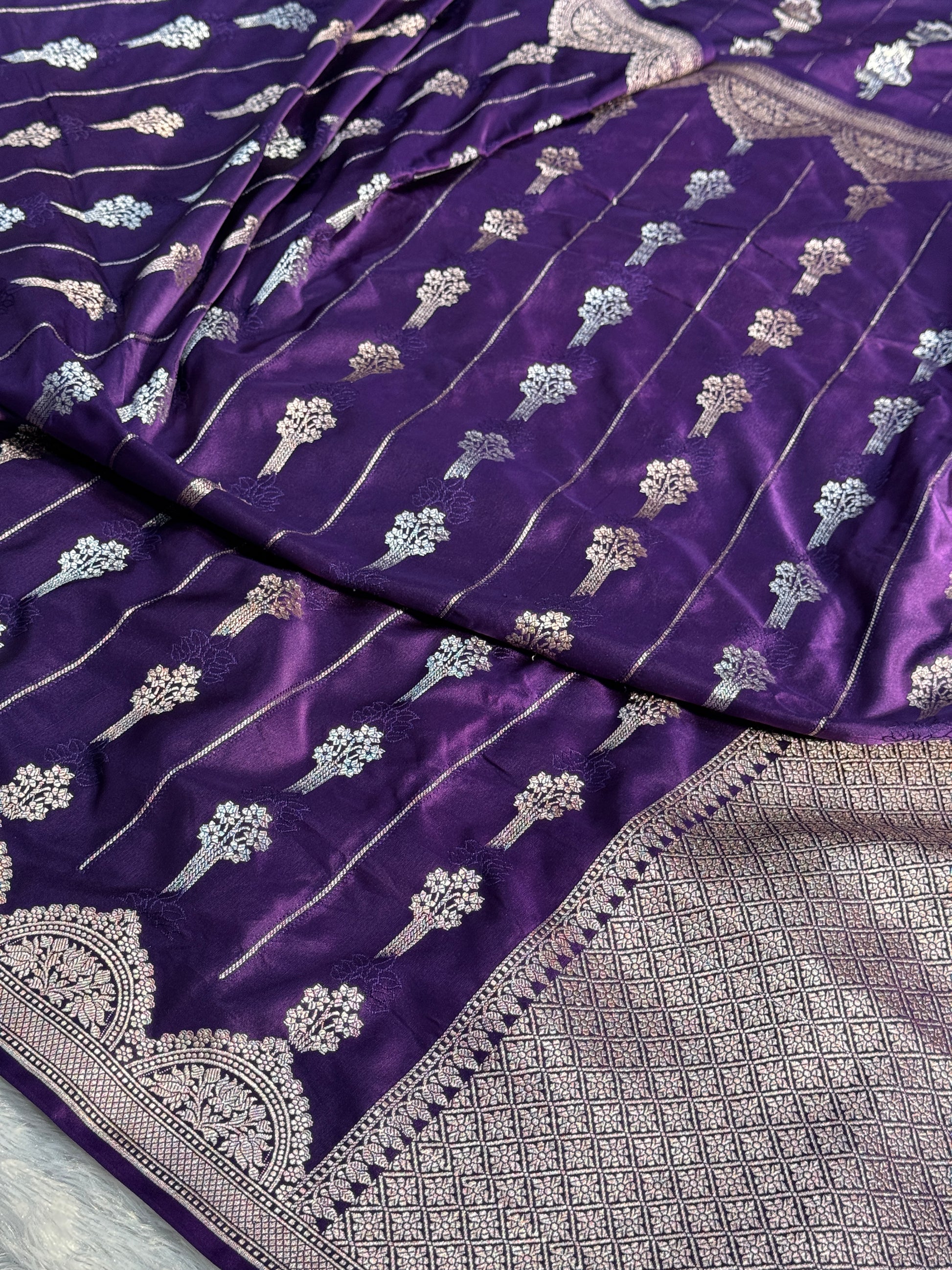 Flower Mashru Saatan Kataan Silk Saree Ms23
