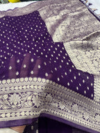 Banarsi Pure Natural Georgette Traditional Patti Buti  Design VSG05