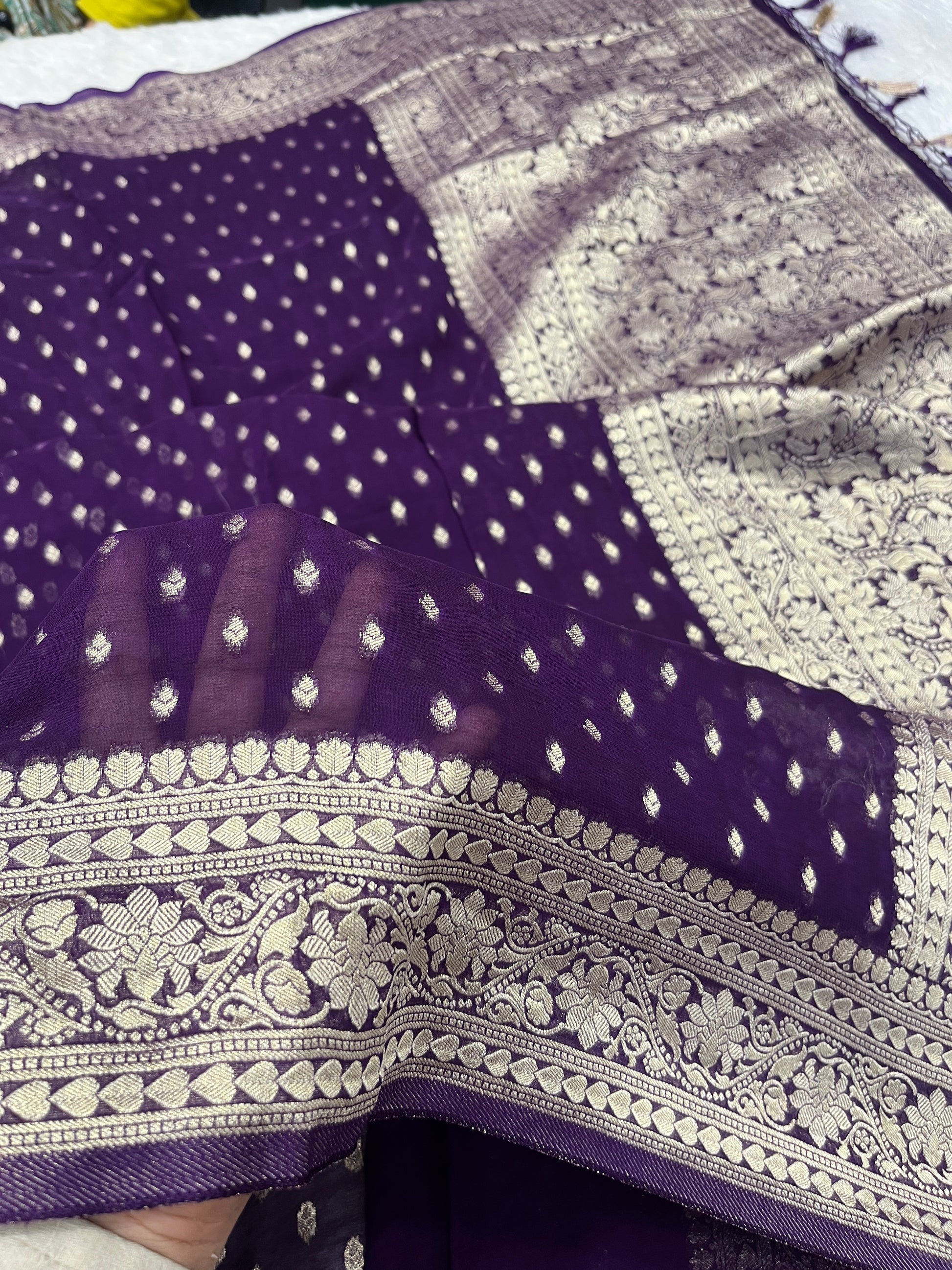 Banarsi Pure Natural Georgette Traditional Patti Buti  Design VSG05