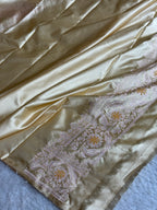 Maroon Beige Mashru Kataan Silk Saree with Silver Zari Meenakari Buta | MKS661