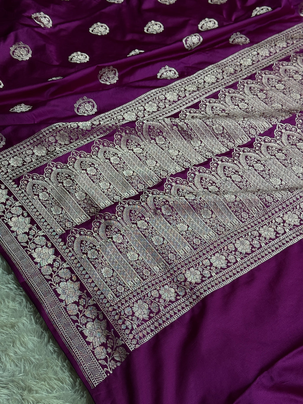 Magenta color Mashru Buta Saree MKS313