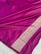 Royal Magenta Mashru Kataan Silk Banarasi Saree with Meenakari Jaal Weaving | MKS710