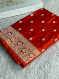 Orange Mashru Kataan Silk Saree with Buta Design & Rich Zari Pallu | MKS642