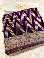Chinon Silk Zig Zag Design Purple Color Saree CN09