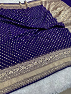 Pure Natural Silk Khaddi Georgette Saree – Blue | Chunri Buti Woven Design PSG11