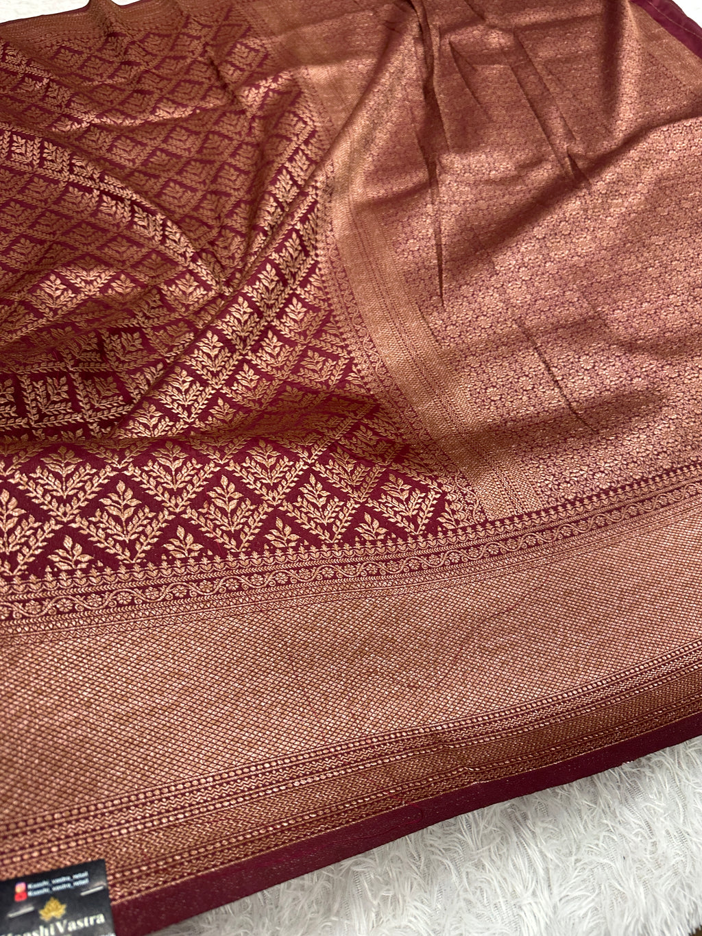 Wine Yellow Banarasi Dupion Silk Saree with Embossed Antique Zari Weaving & Rich Antique Zari Pallu | STF83