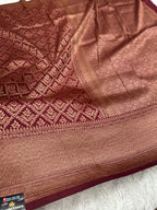 Wine Yellow Banarasi Dupion Silk Saree with Embossed Antique Zari Weaving & Rich Antique Zari Pallu | STF83