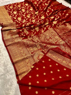Chinon Silk Jaal Design Maroon   Color Saree CN03