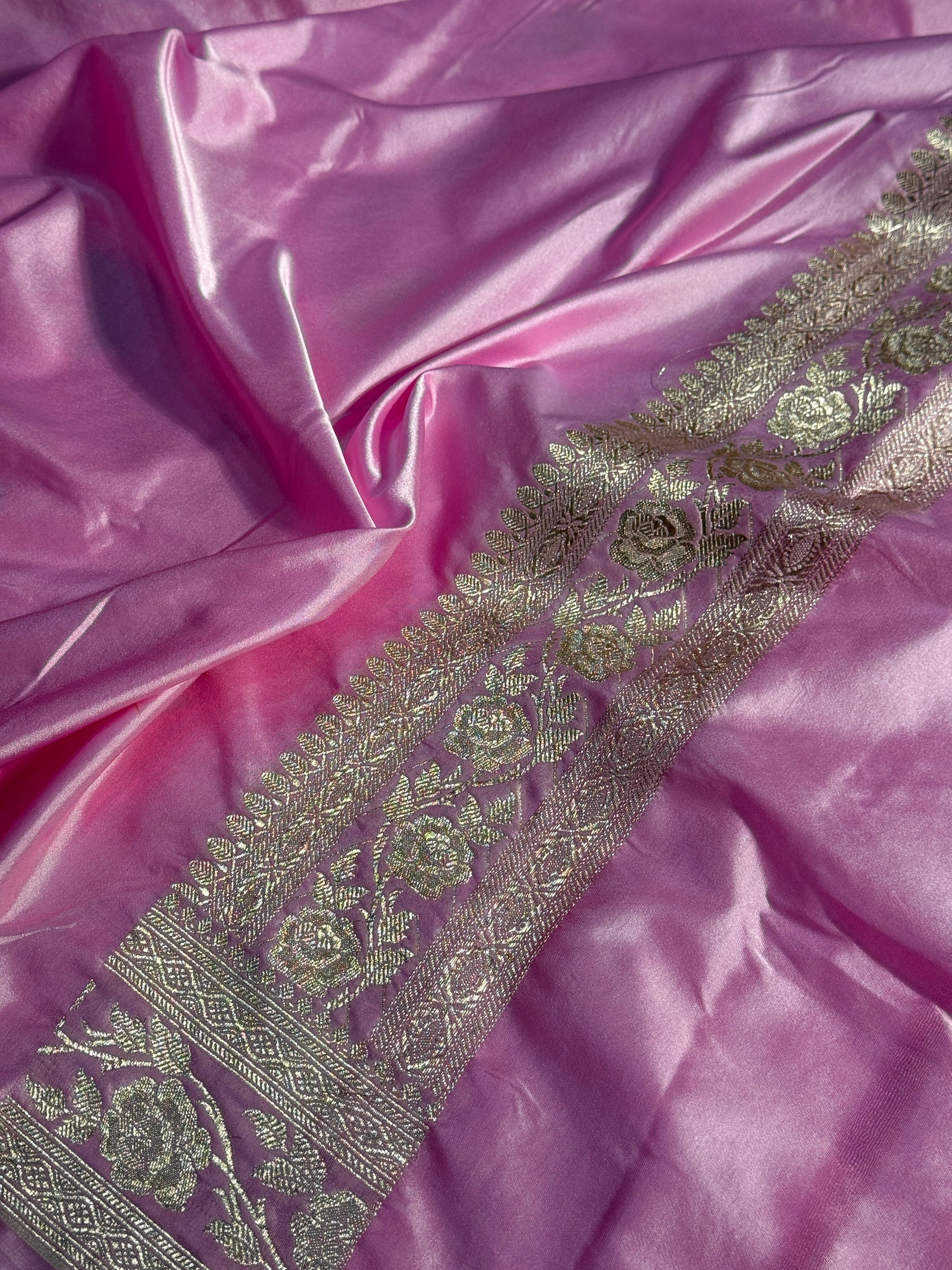 Rose Design Mashru kataan Saree Ms17