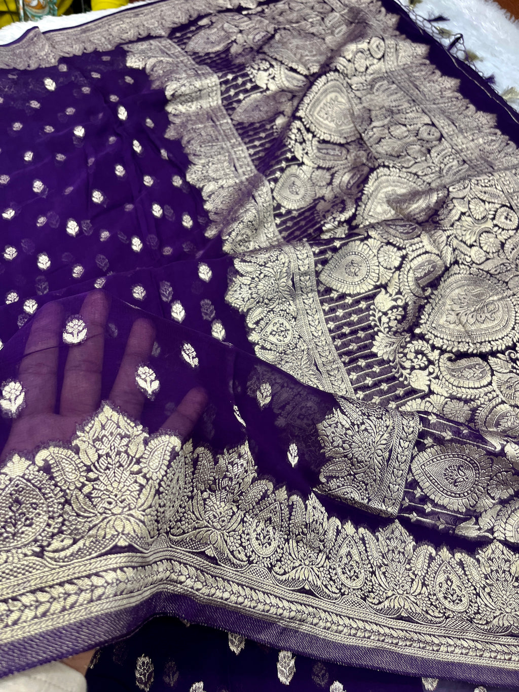 Banarsi Pure Natural Georgette Traditional Buta Design VSG04