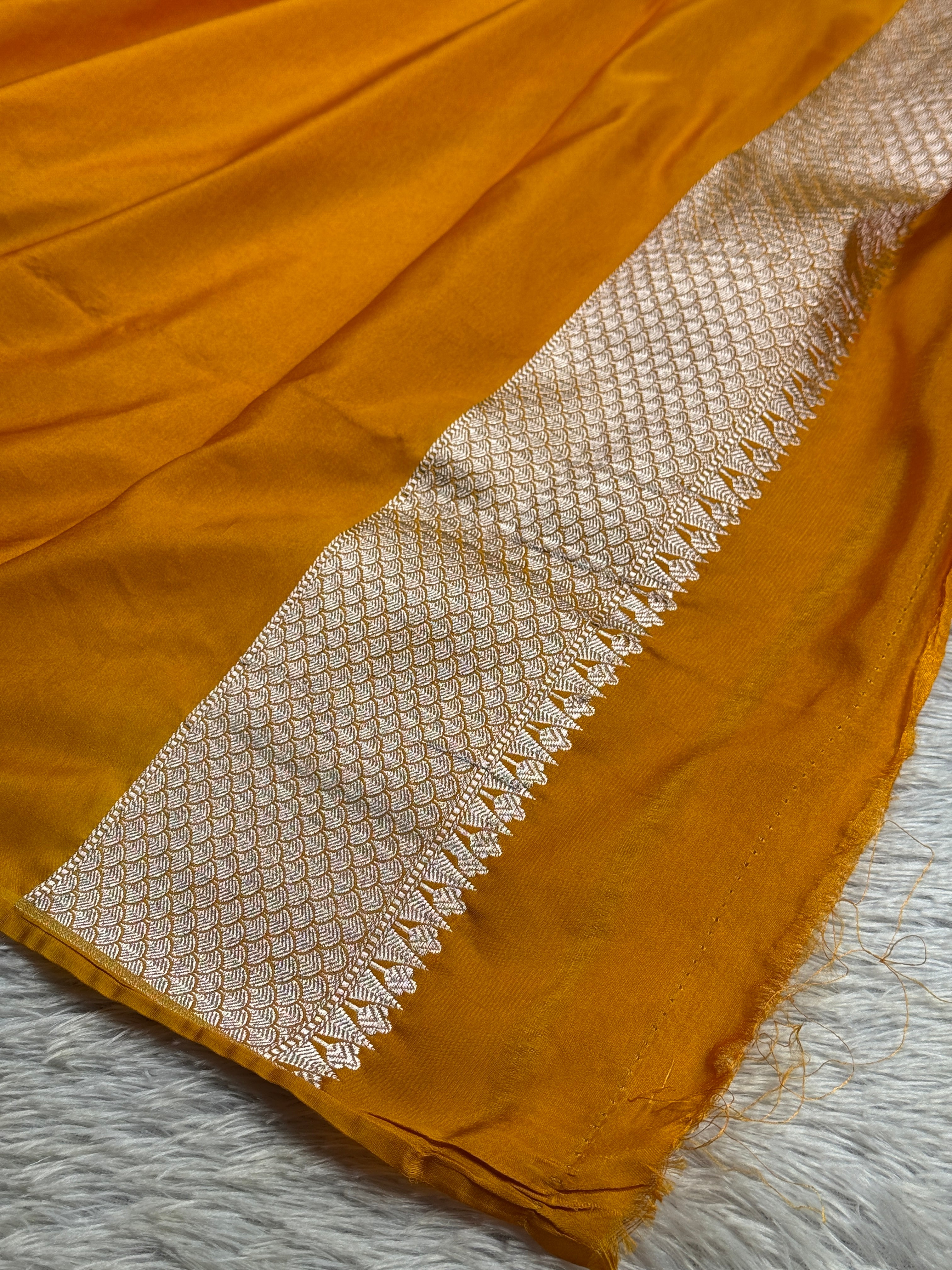Mustard Banarasi Mashru Silk Saree with Raw Mango Buta Jacquard Woven Design MKS166