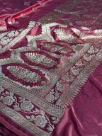 Rose Design Mashru kataan Saree Ms17