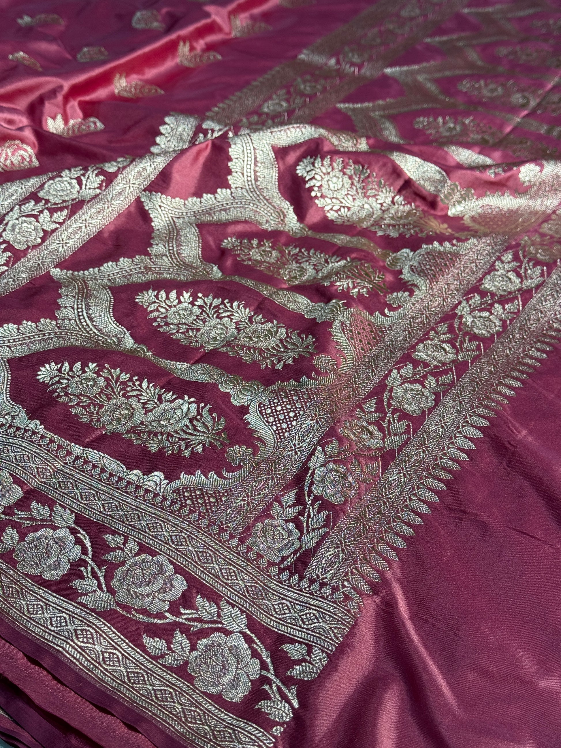 Rose Design Mashru kataan Saree Ms17
