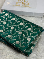 Sea Blue Mashru Kataan Silk Banarasi Saree with Jangla Weaving | Kaashi Threads | MKS502