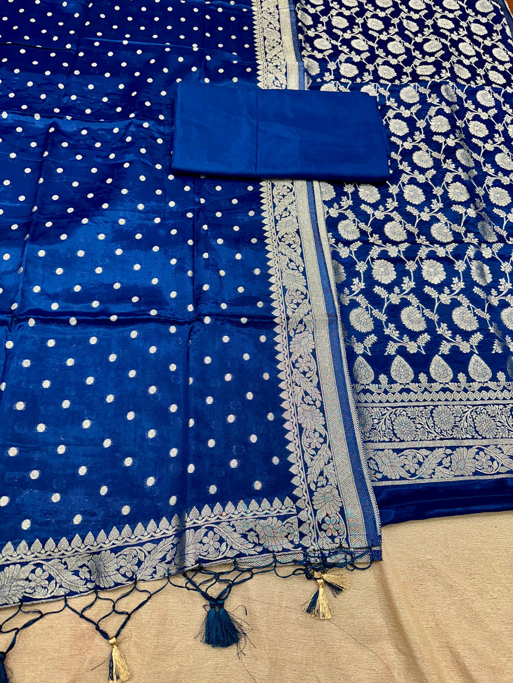 ✨ Banarasi Jacquard Gap Buti HO Silk 3-Piece Unstitched Dress Material MSS23