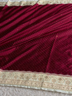 Banarasi Mashru Kataan Silk Saree with Chunri Buti & Swarovski Work | Rich Zari Pallu | MKS852