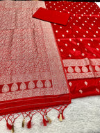 ✨ Banarasi Jacquard Gap Buti HO Silk 3-Piece Unstitched Dress Material MSS15